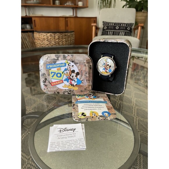 New Disney 70th Anniversary Mickey Mouse & Friends Watch Collectible Tin - Picture 1 of 12